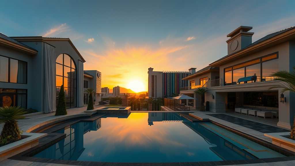 vista-exterior-de-una-mansion-lujosa-en-summerlin-con-vista-al-strip-al-atardecer