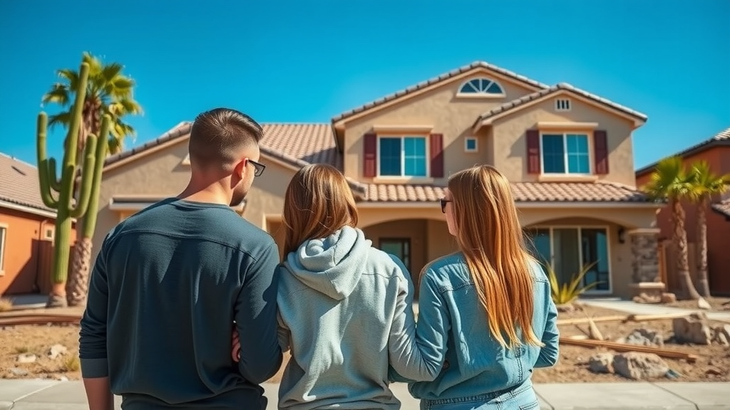 Family exploring a new home in las vegas
