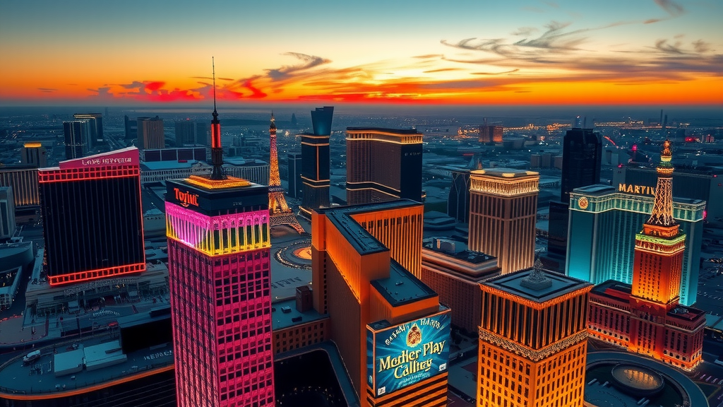 Las vegas skyline at sunset