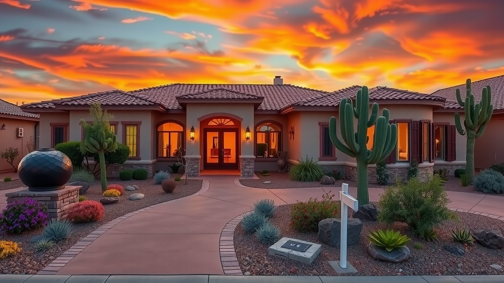 Luxurious newly built home in vibrant las vegas sunset