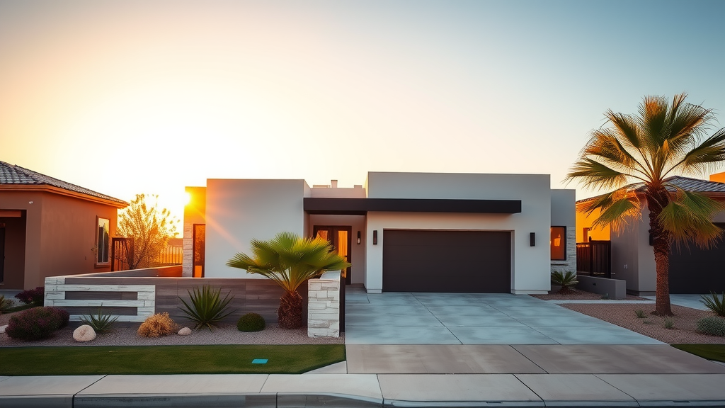 Luxury home in las vegas with modern architecture and landscaping