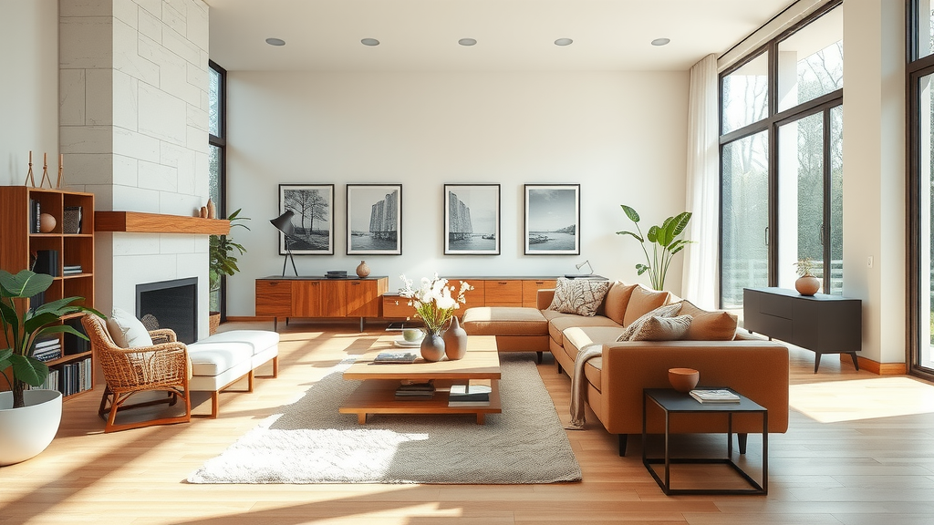 Modern living room staging for a real estate listing