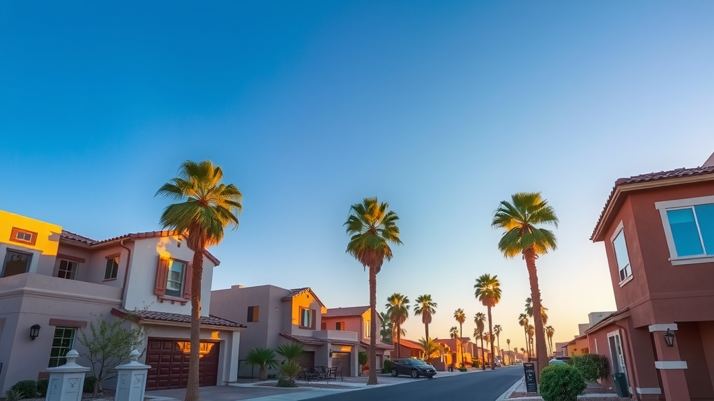 Vibrant las vegas neighborhood at sunrise