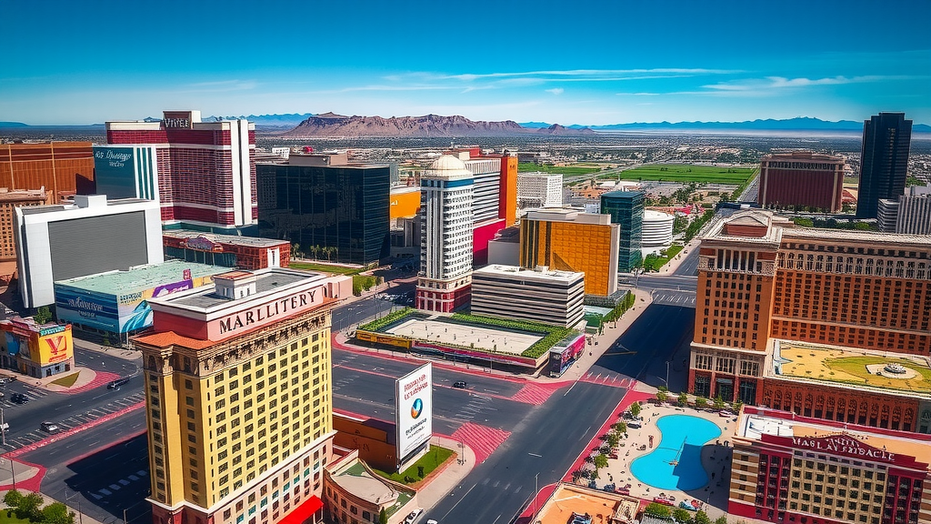 Aerial view of las vegas with an emphasis on luxury real estate