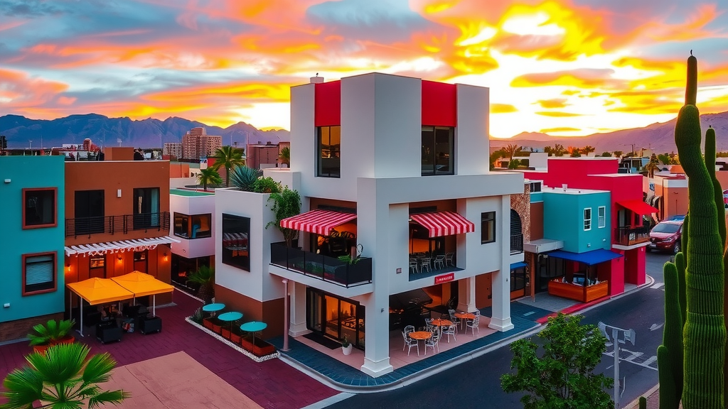 Aerial view of vibrant las vegas neighborhood