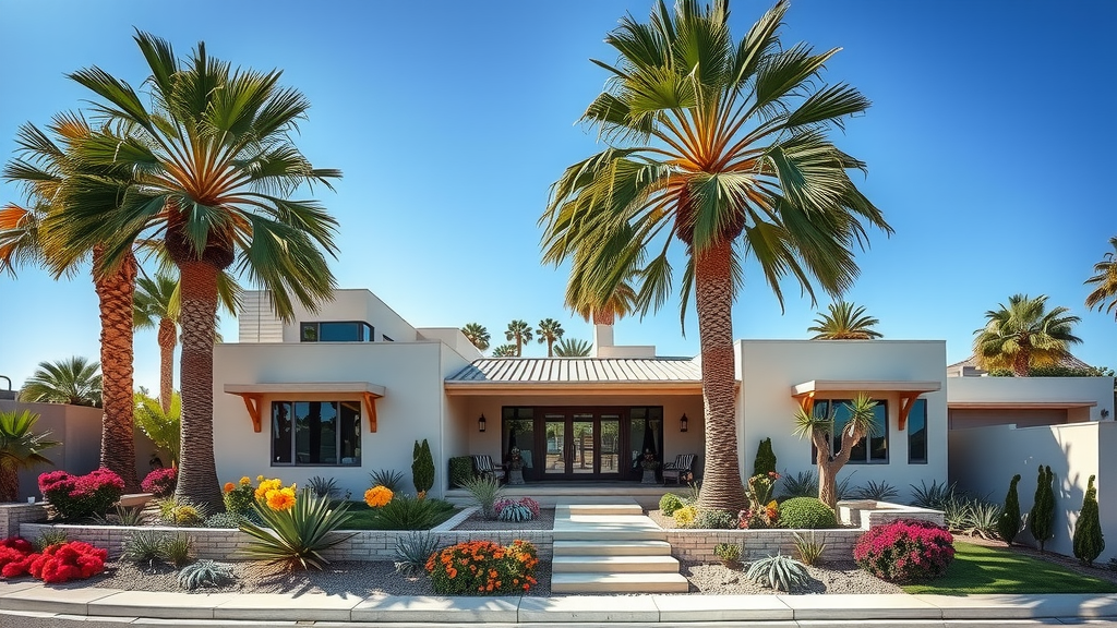 Casa unifamiliar moderna en las vegas con palmeras y jardyn