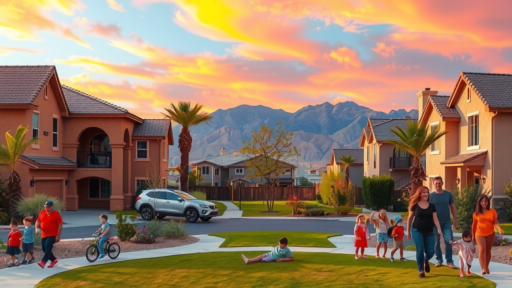 Las vegas neighborhood at sunset