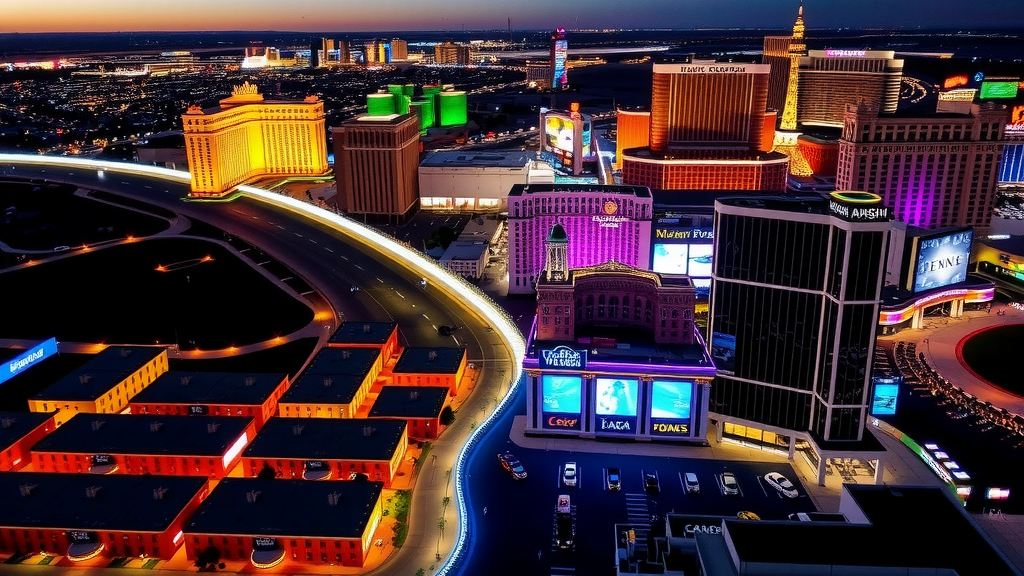 Las vegas strip at dusk with shimmering lights