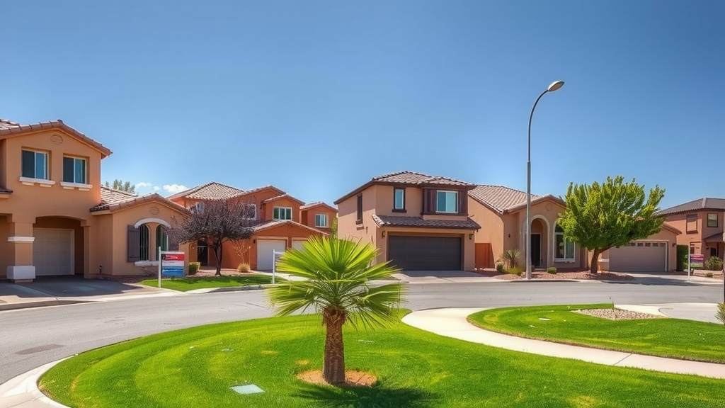 Neighborhood in las vegas with houses and for sale signs