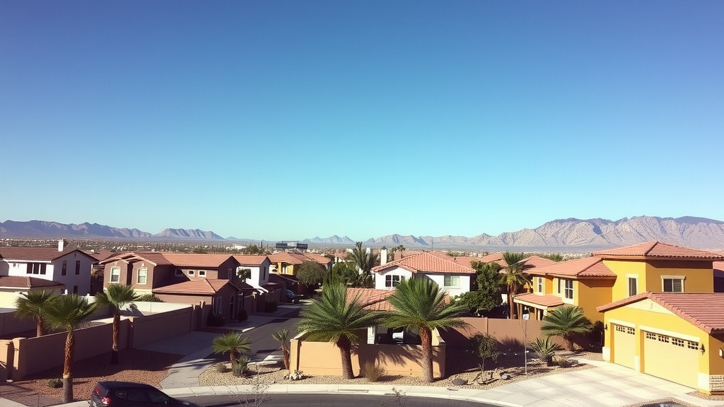 Neighborhood in las vegas with modern homes and sunny weather
