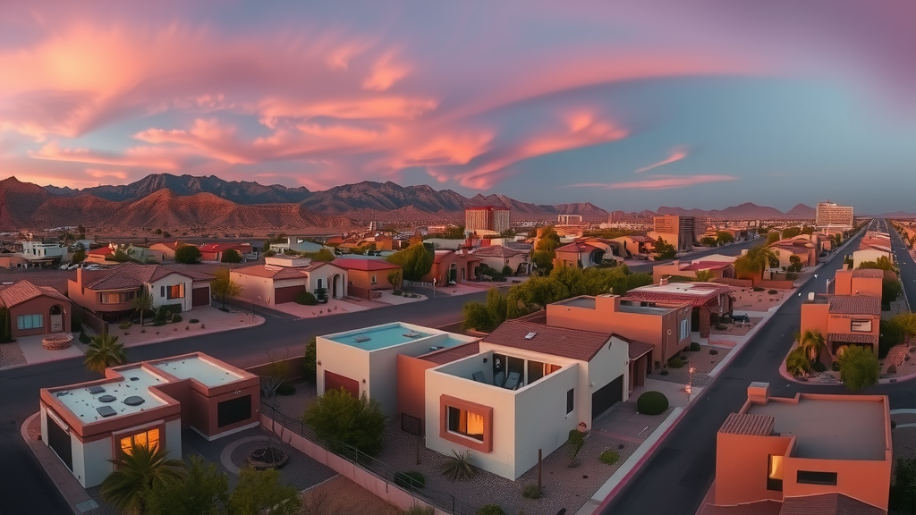 Vecindario en las vegas al atardecer 1