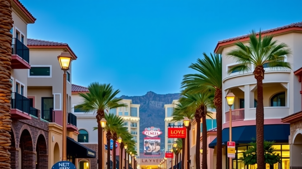 Vibrant las vegas street with luxury homes