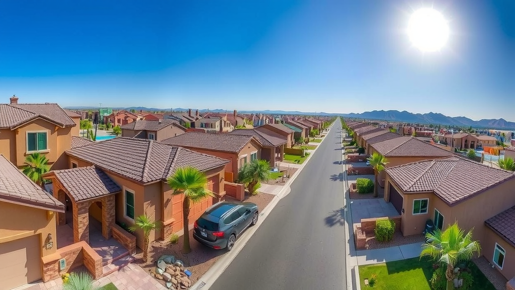 Vista panorymica de una calle residencial en las vegas