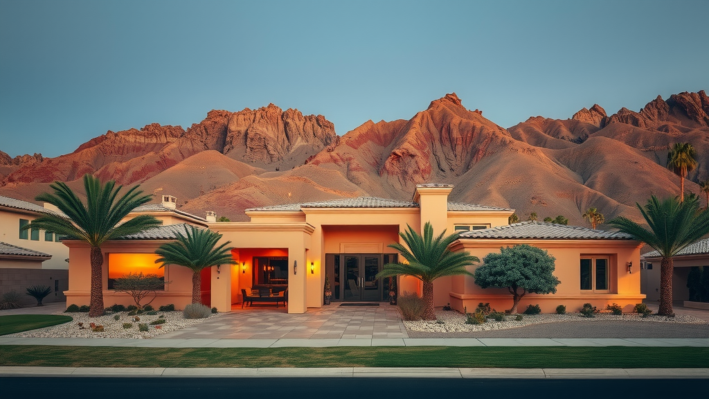 Casa moderna en las vegas con paisaje desyrtico