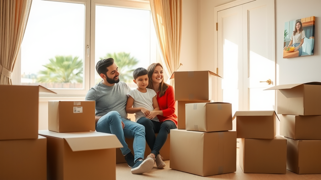 Family moving into a new home in Las Vegas.