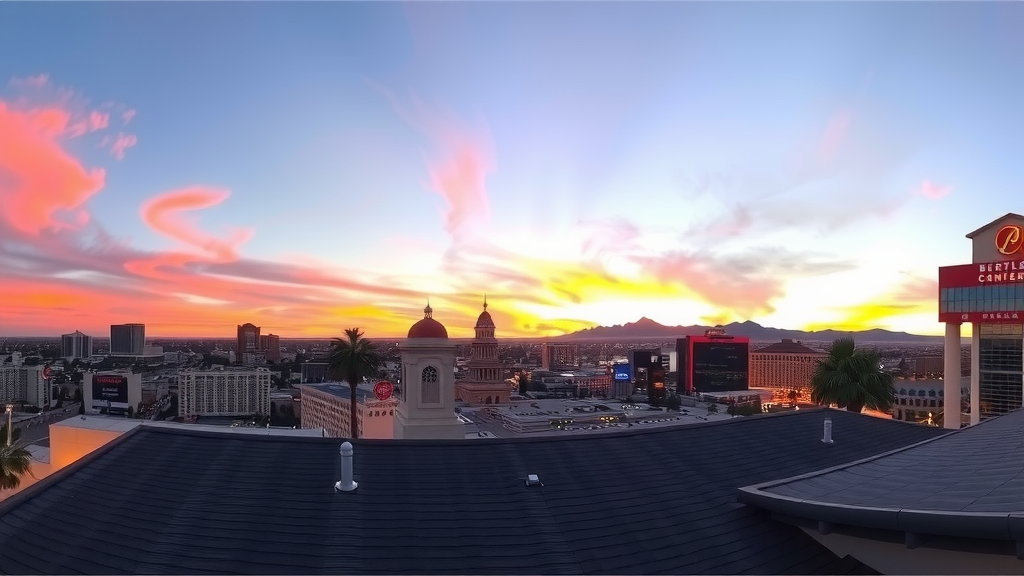 Horizonte de las vegas durante el atardecer