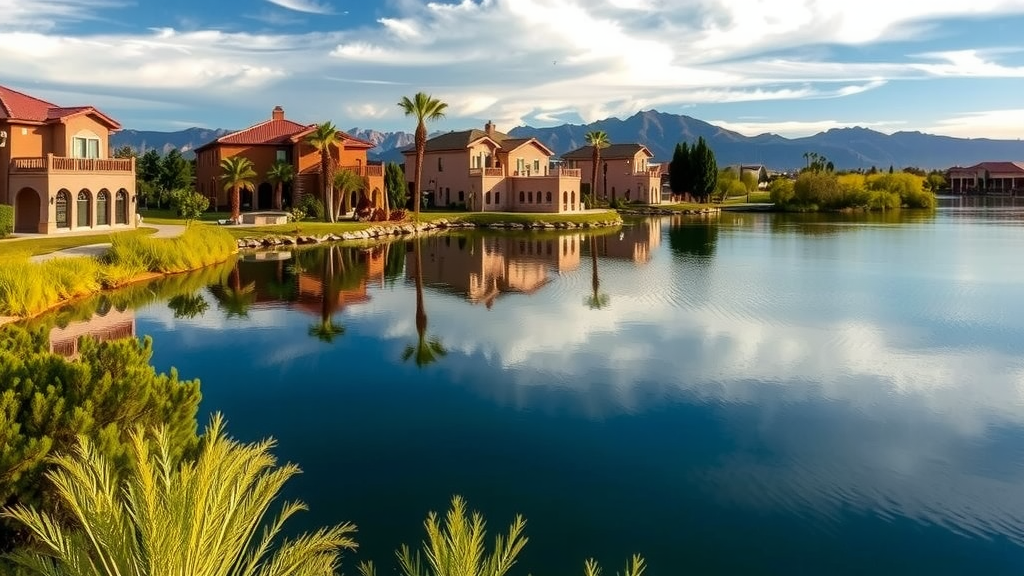 Lake Las Vegas with luxury homes.
