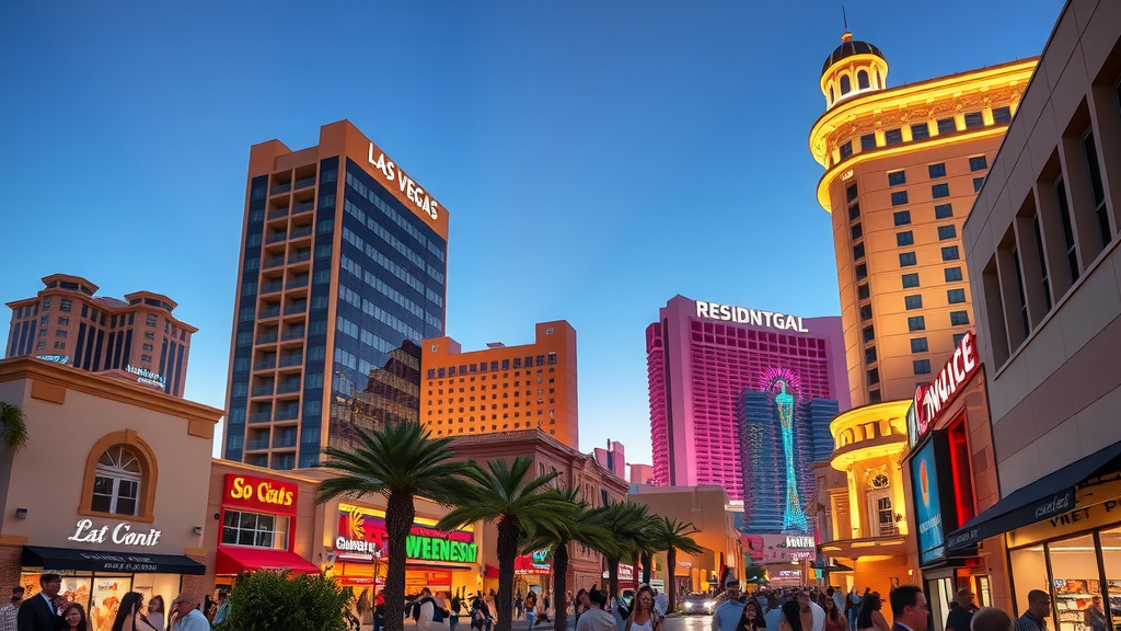Las vegas residential street with modern architecture at twilight