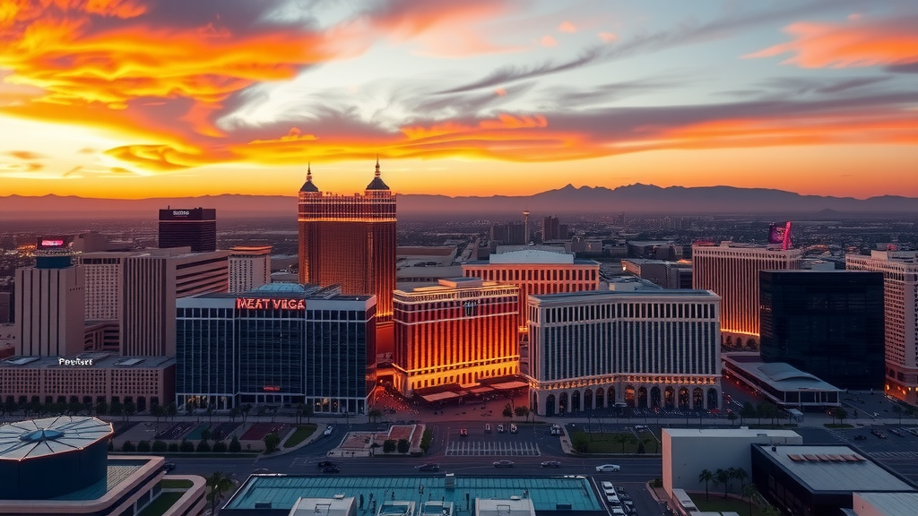 Las vegas skyline with luxury condos at sunset