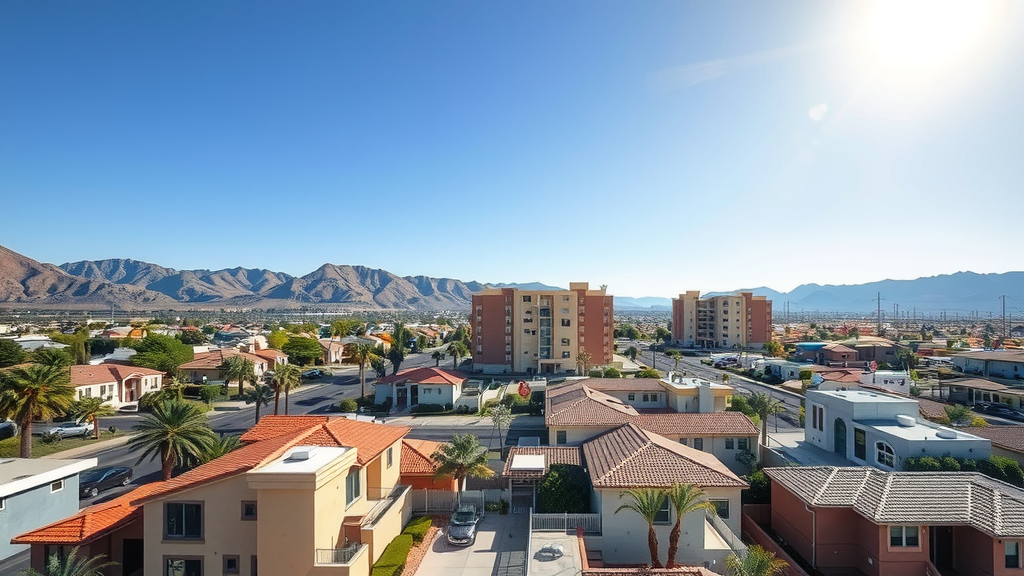 Modern las vegas neighborhood with homes and condos