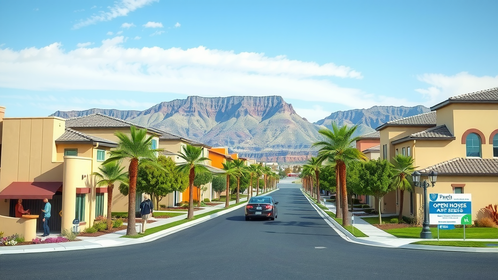 New housing development in las vegas with people exploring homes