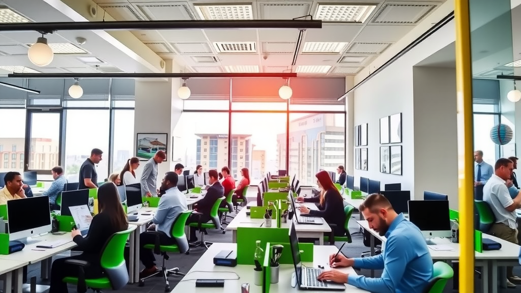 Real estate office in las vegas filled with lively activity