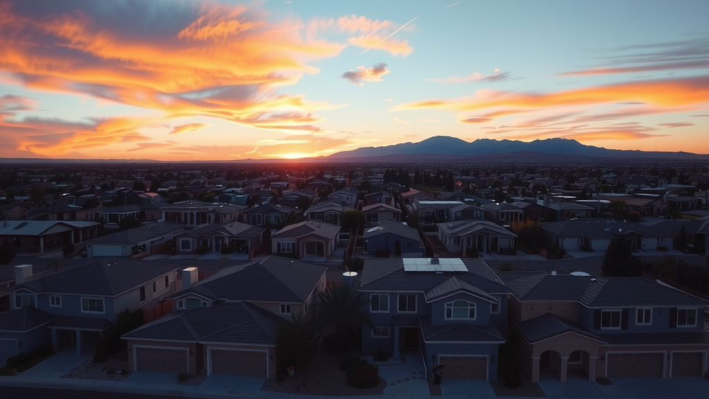 Sunset view of modern las vegas homes
