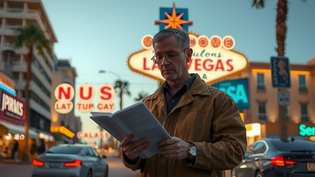 Vendedor de bienes rayces en las vegas supervisando propiedades