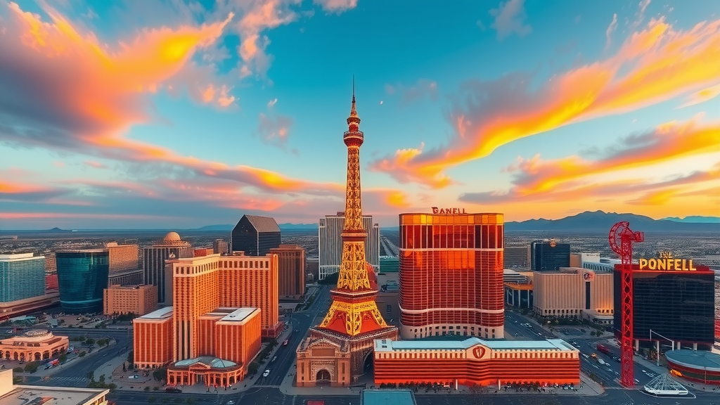 Vista panorymica de las vegas al atardecer
