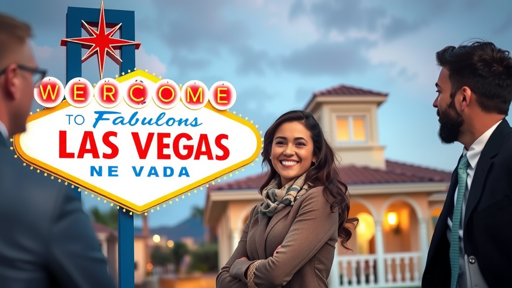 Agente inmobiliario mostrando una casa en Las Vegas.