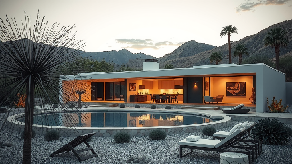 Casa moderna en las vegas con paisaje desyrtico