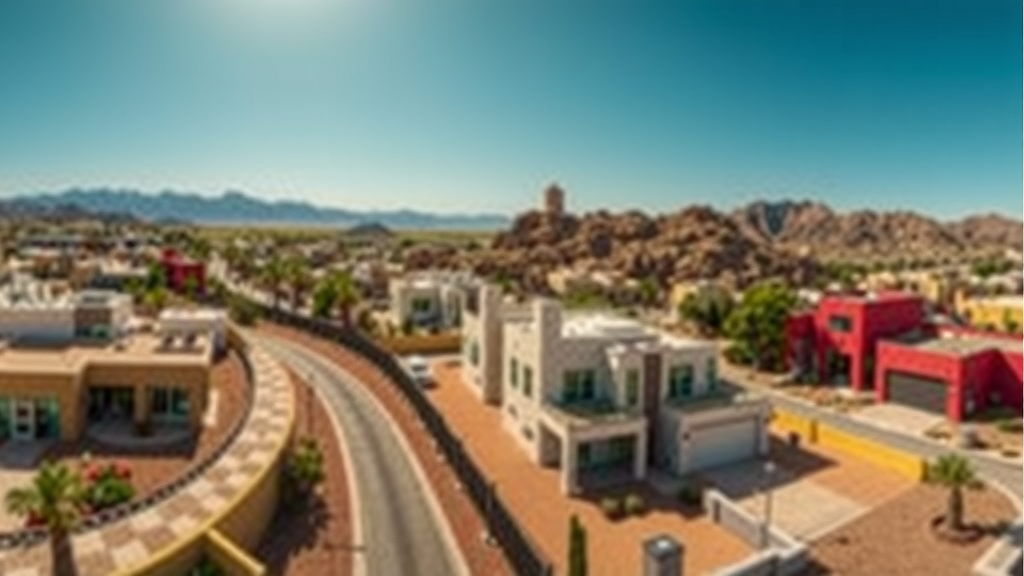 Desarrollo residencial en las vegas con montayas al fondo