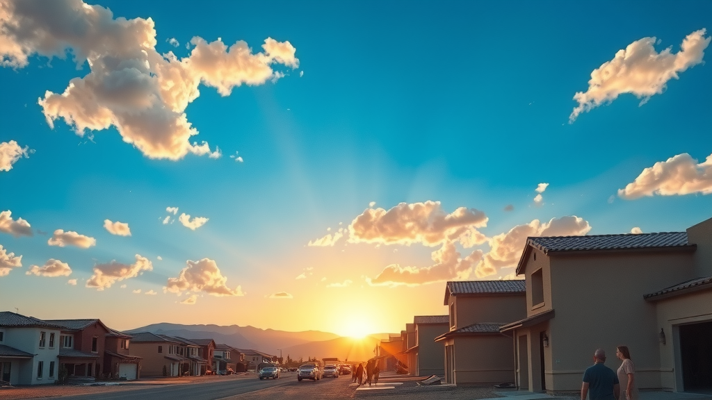 Las vegas housing developments with sunny skyline