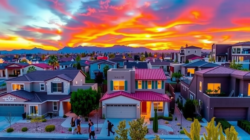 Las vegas neighborhood at sunset