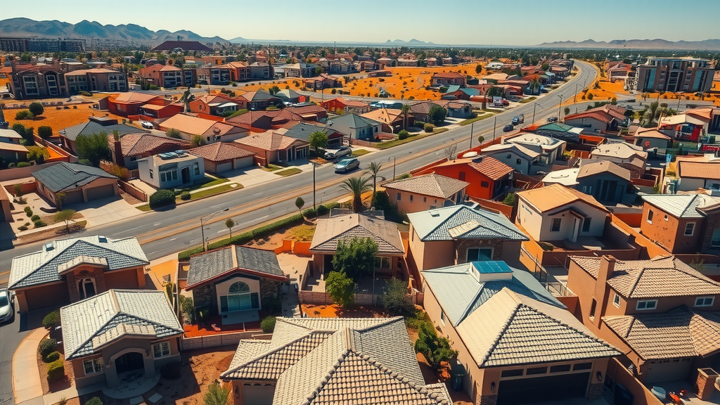 Las vegas residential area with new developments under bright sun