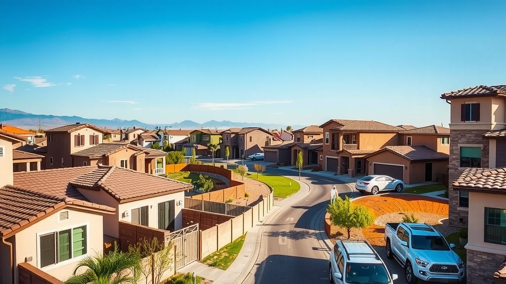 Las vegas residential neighborhood with houses and townhomes