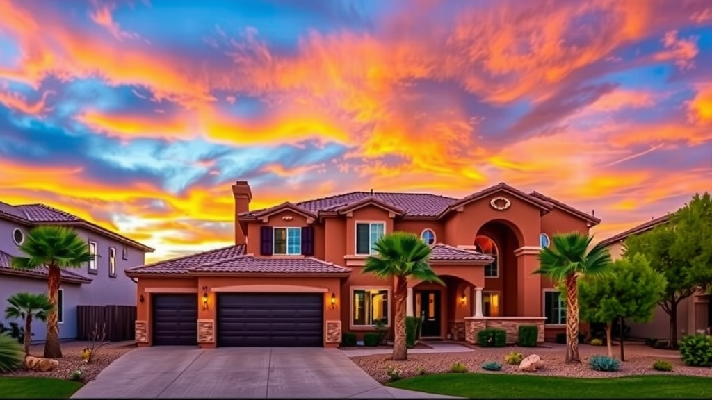 Luxurious home in las vegas during a sunset