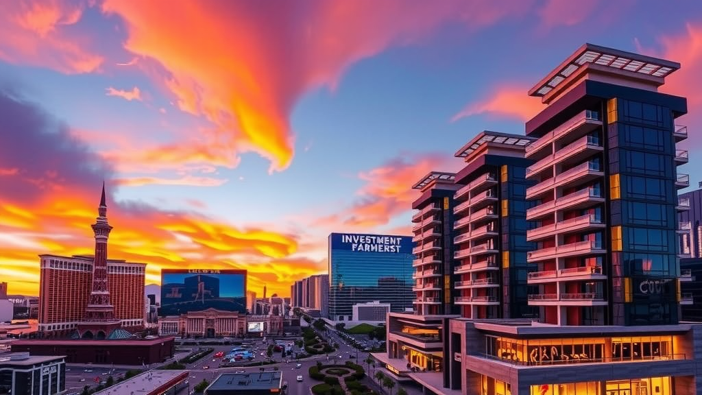 Modern condominiums in las vegas during sunset