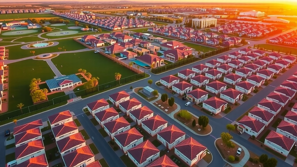 New residential developments in Summerlin at sunset.