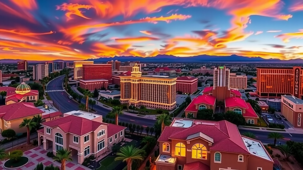 Scenic view of las vegas sunset over luxury homes