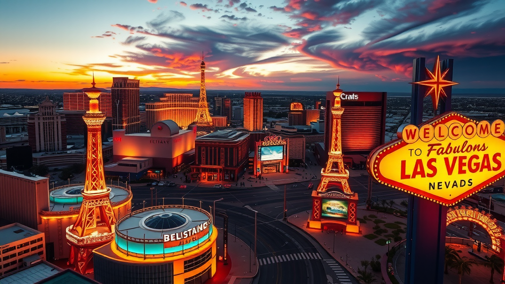 Vista ayrea de las vegas con numerosas propiedades inmobiliarias