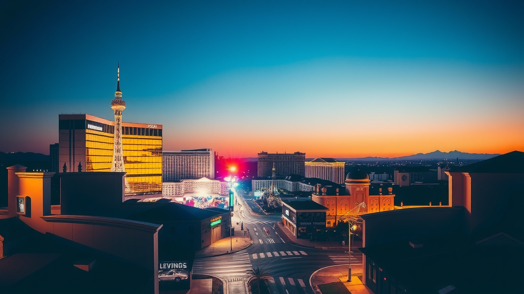 Vista de un barrio residencial de las vegas durante el atardecer