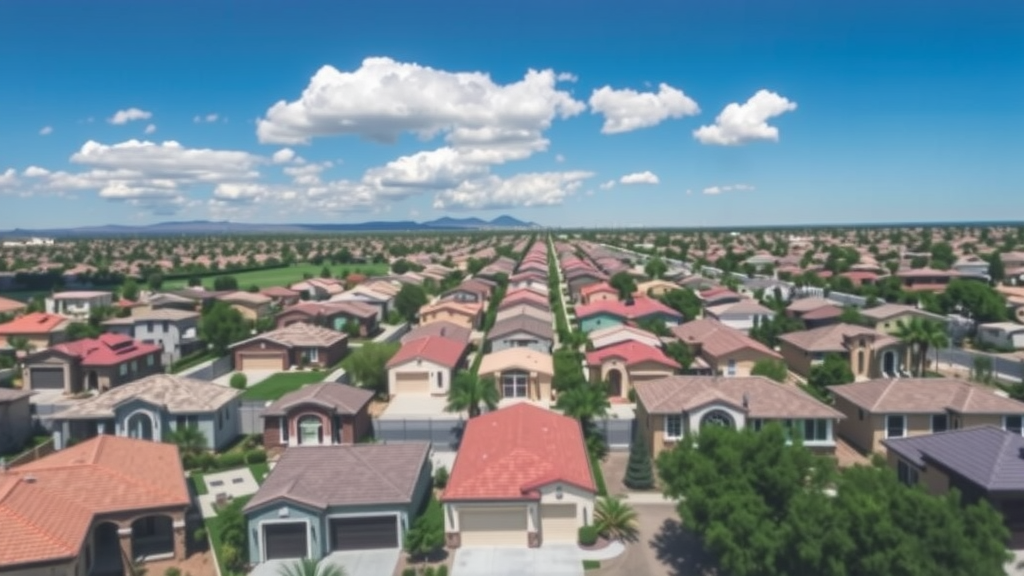 Aerial view of Las Vegas homes.