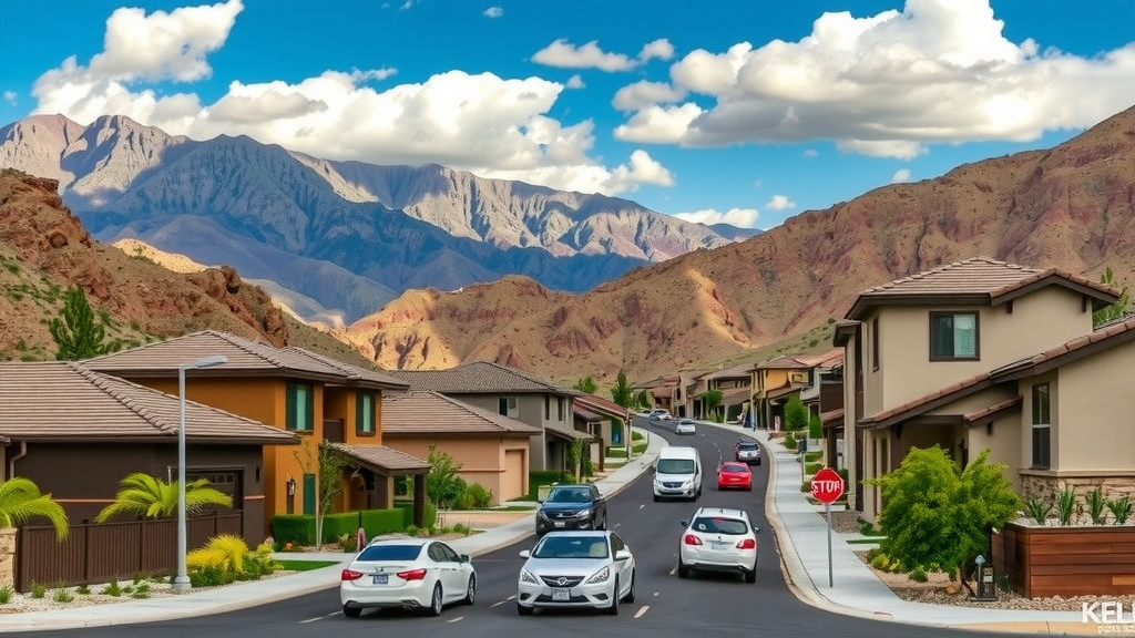 Kyle Canyon real estate developments with mountains in the background.