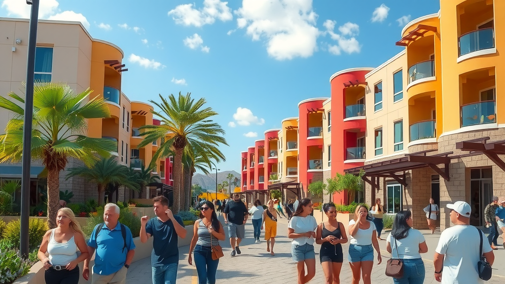Las vegas condominium complex with diverse activity