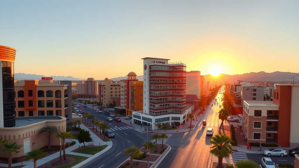 Las vegas real estate landscape at sunset