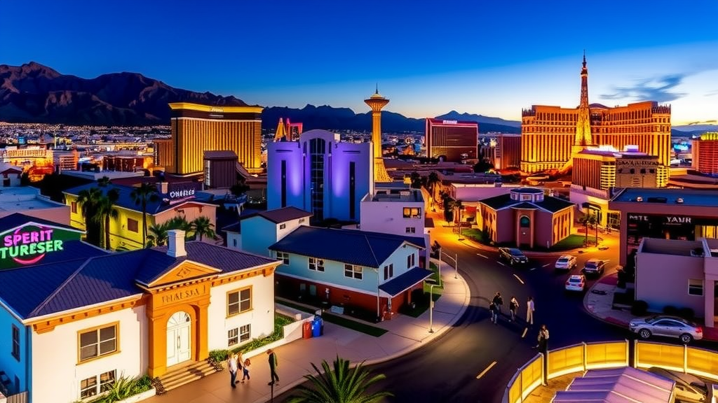 Las vegas real estate market with modern architecture and vibrant city activity