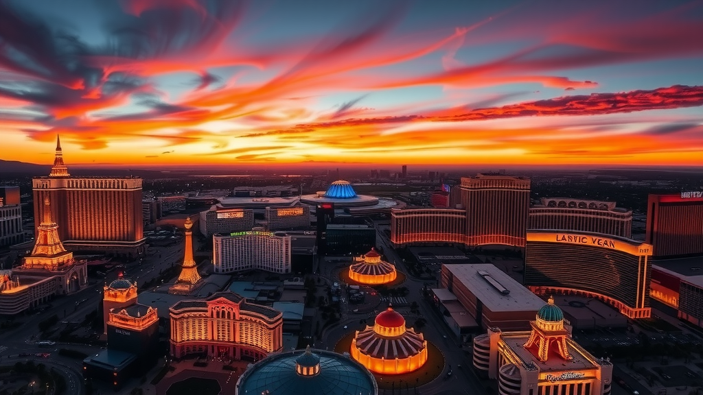 Las vegas skyline at sunset colorful and vibrant