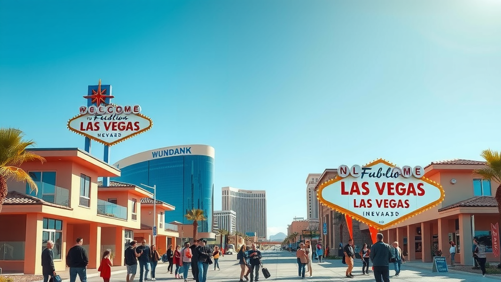 Real estate market in las vegas featuring modern houses and a busy street