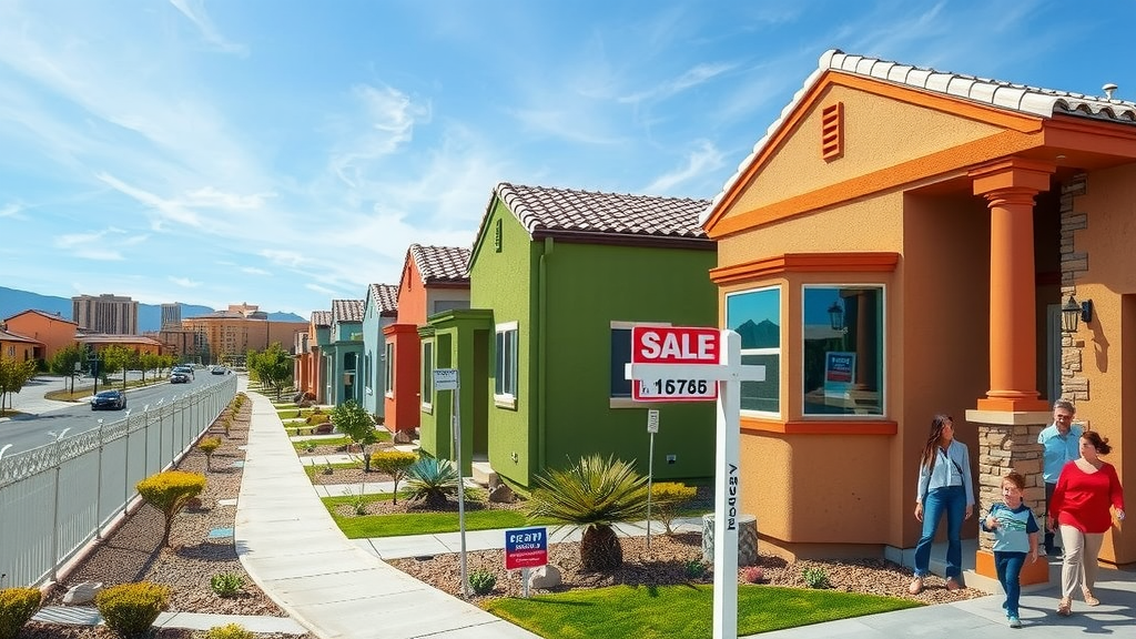 A busy las vegas real estate scene with agents and families